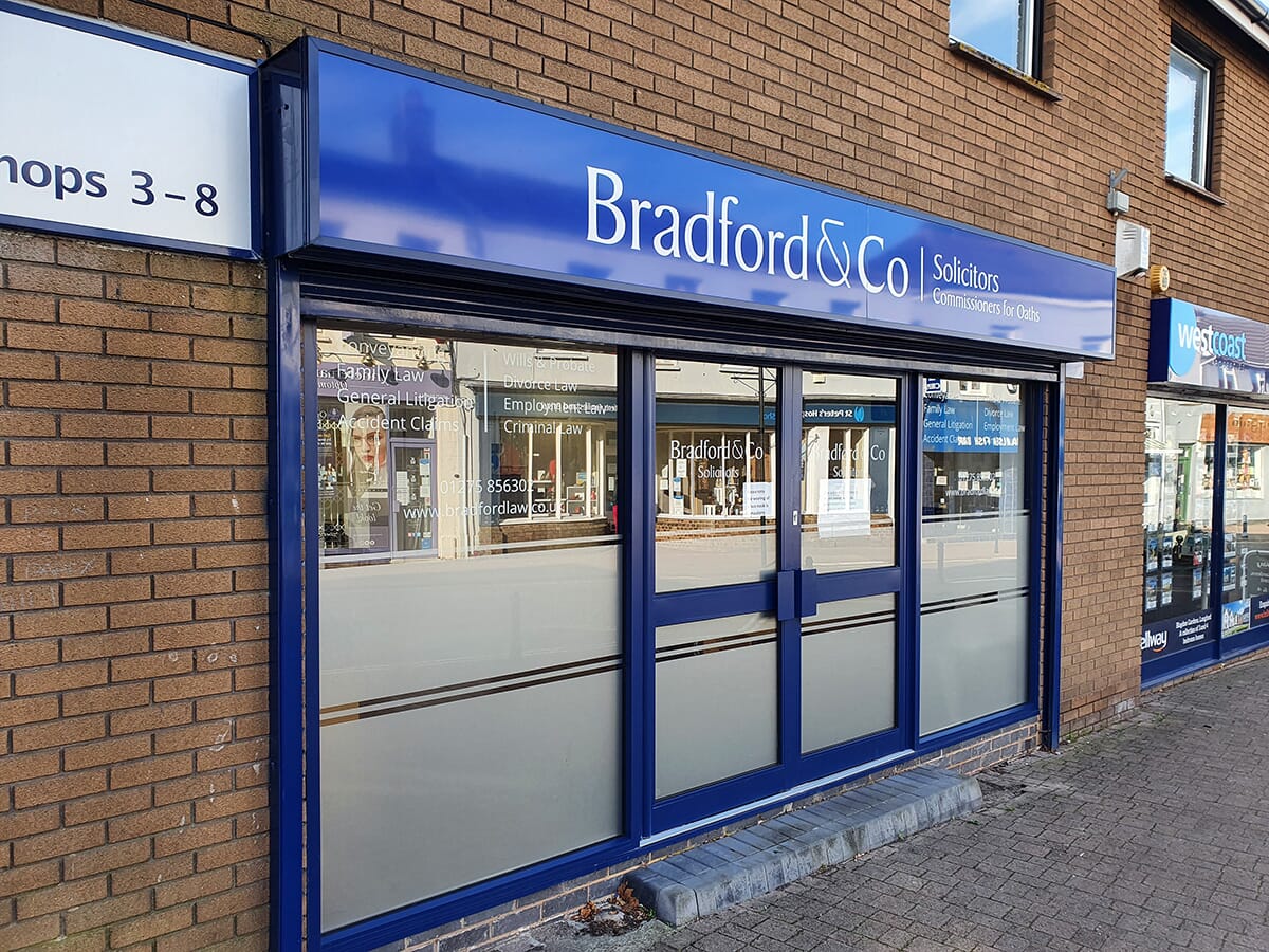 Shop sign for solicitors in Bristol