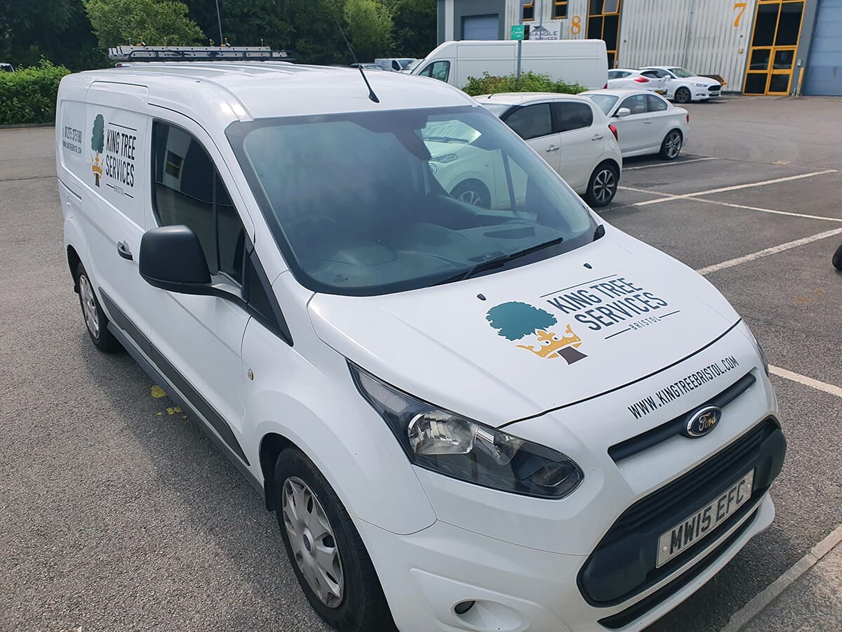 Van Sign Writing on a White Mini Van